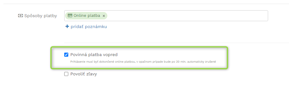 Povinna platba vopred